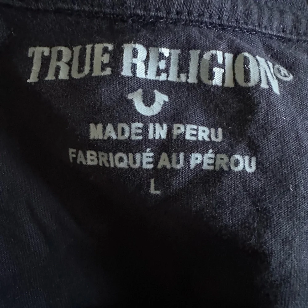 True Religion‎ Navy Graphic Logo T-Shirt Gold Foil USA Tee Size L